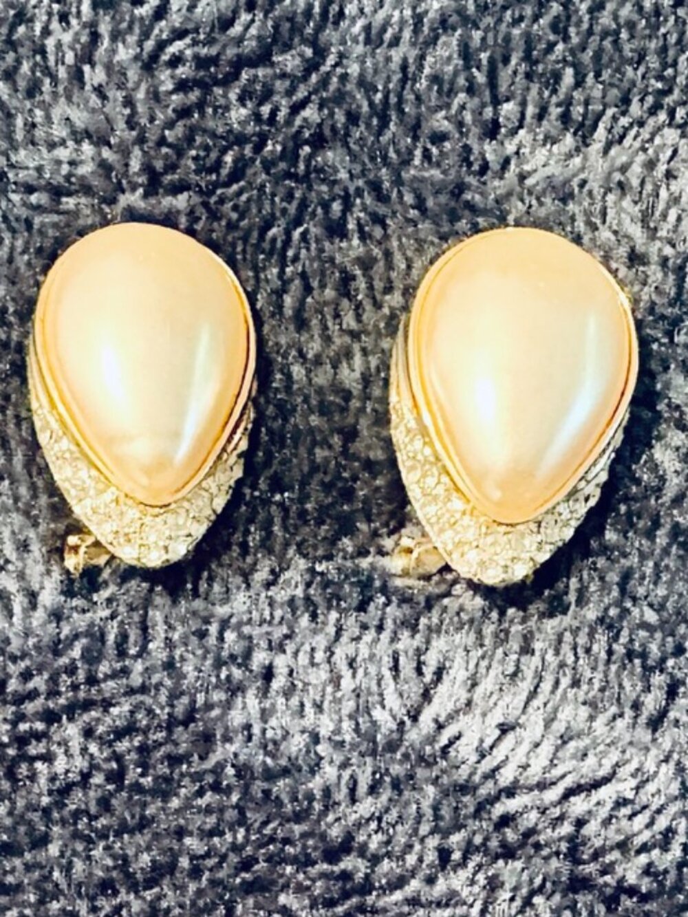 Vintage Guy Laroche Paris Faux Pearl Pierced Earrings Gold Tone Designer Jewelry